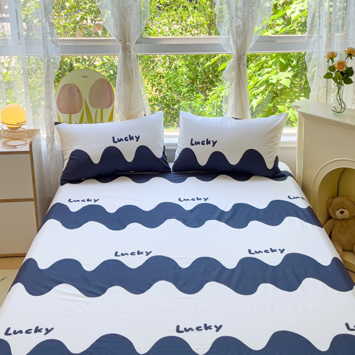 91家纺网 家纺一手货源 找家纺 金鑫汇 2023新款喷气全棉单床单 波浪世界