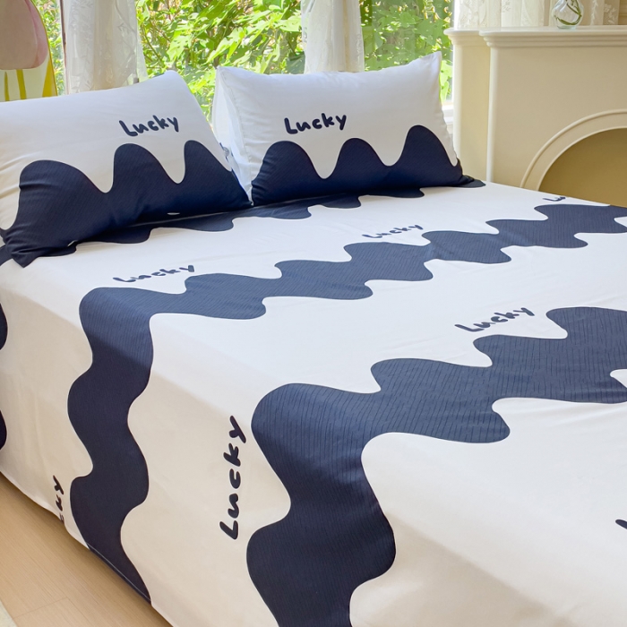 91家纺网 家纺一手货源 找家纺 金鑫汇 2023新款喷气全棉单床单 波浪世界