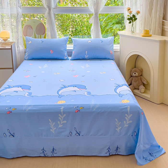 91家纺网 家纺一手货源 找家纺 金鑫汇 2023新款喷气全棉单床单 海洋世界