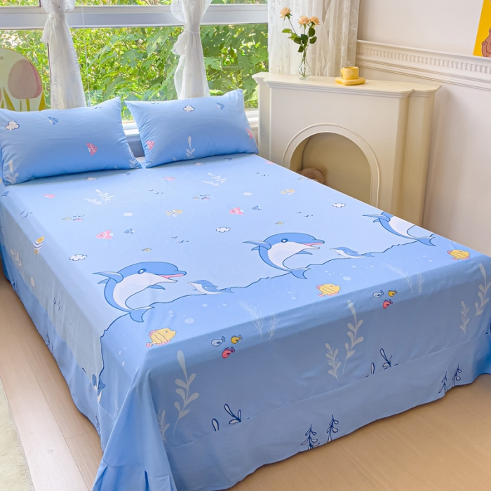 91家纺网 家纺一手货源 找家纺 金鑫汇 2023新款喷气全棉单床单 海洋世界