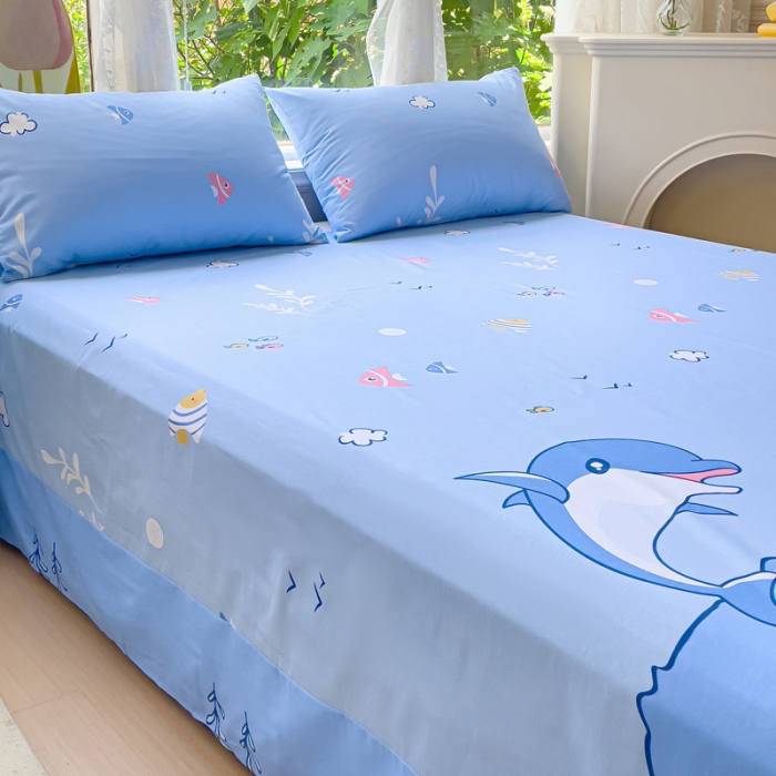 91家纺网 家纺一手货源 找家纺 金鑫汇 2023新款喷气全棉单床单 海洋世界