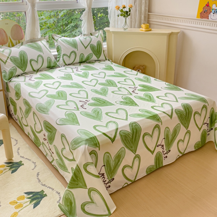 91家纺网 家纺一手货源 找家纺 金鑫汇 2023新款喷气全棉单床单 抹茶奶绿