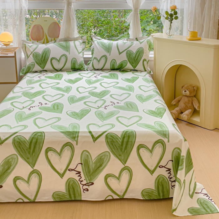 91家纺网 家纺一手货源 找家纺 金鑫汇 2023新款喷气全棉单床单 抹茶奶绿