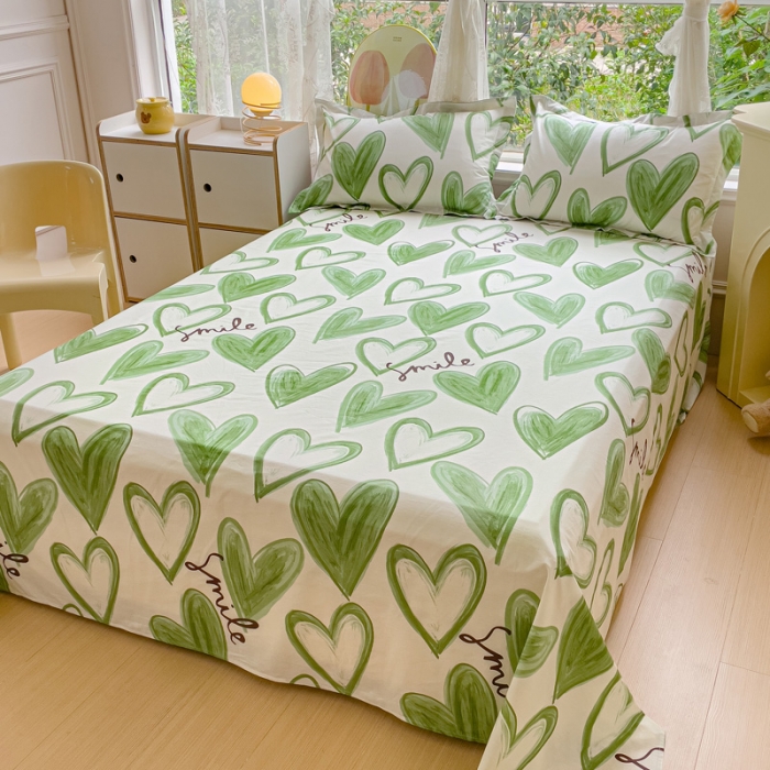 91家纺网 家纺一手货源 找家纺 金鑫汇 2023新款喷气全棉单床单 抹茶奶绿