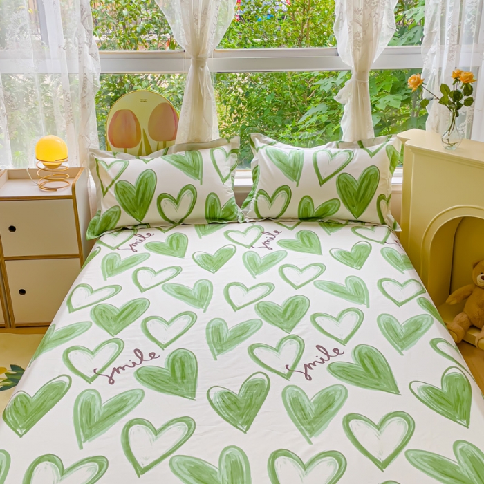 91家纺网 家纺一手货源 找家纺 金鑫汇 2023新款喷气全棉单床单 抹茶奶绿