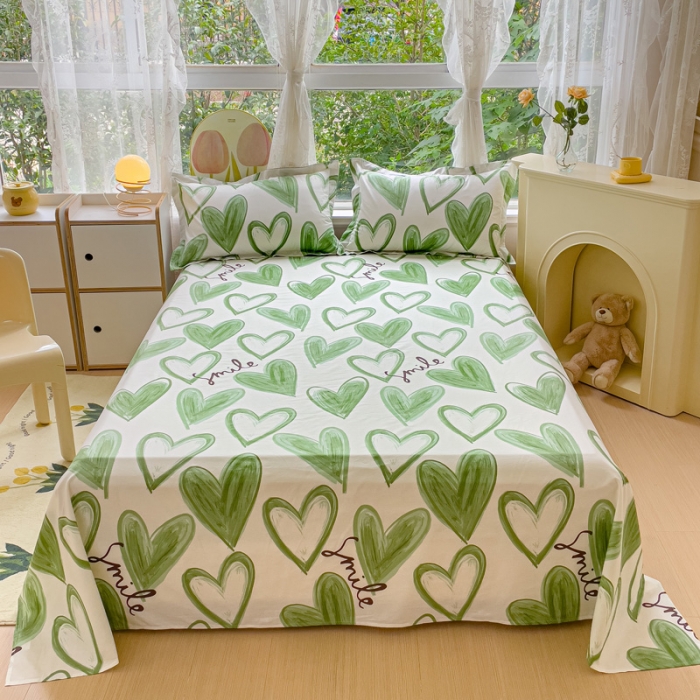 91家纺网 家纺一手货源 找家纺 金鑫汇 2023新款喷气全棉单床单 抹茶奶绿