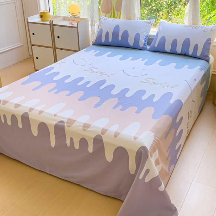 91家纺网 家纺一手货源 找家纺 金鑫汇 2023新款喷气全棉单床单 奶油粉