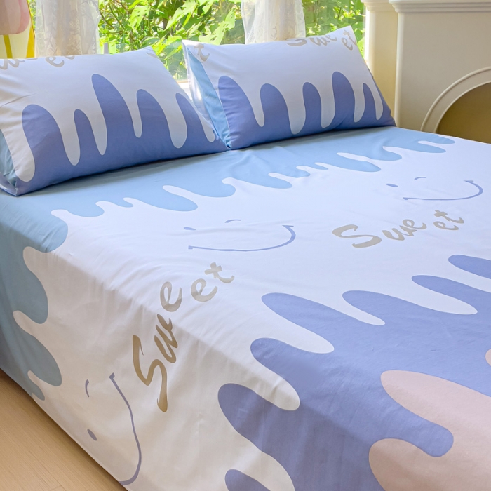 91家纺网 家纺一手货源 找家纺 金鑫汇 2023新款喷气全棉单床单 奶油粉