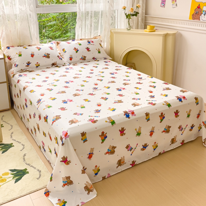 91家纺网 家纺一手货源 找家纺 金鑫汇 2023新款喷气全棉单床单 无忧无虑