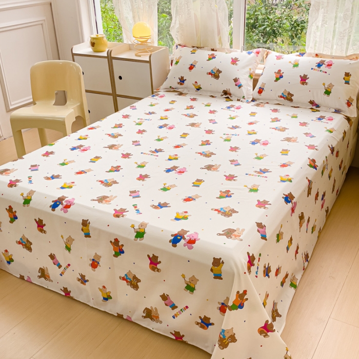 91家纺网 家纺一手货源 找家纺 金鑫汇 2023新款喷气全棉单床单 无忧无虑