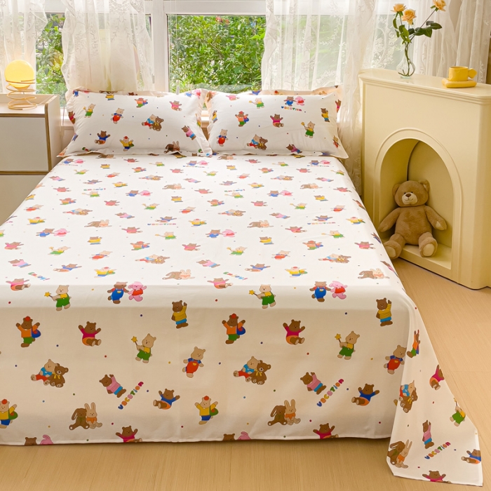 91家纺网 家纺一手货源 找家纺 金鑫汇 2023新款喷气全棉单床单 无忧无虑