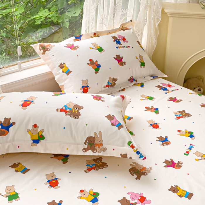 91家纺网 家纺一手货源 找家纺 金鑫汇 2023新款喷气全棉单床单 无忧无虑