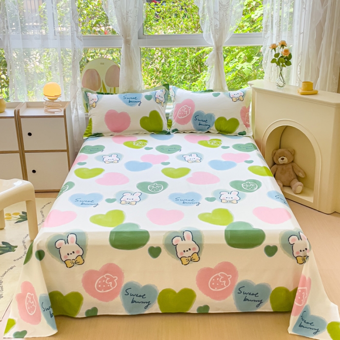 91家纺网 家纺一手货源 找家纺 金鑫汇 2023新款喷气全棉单床单 心心念念