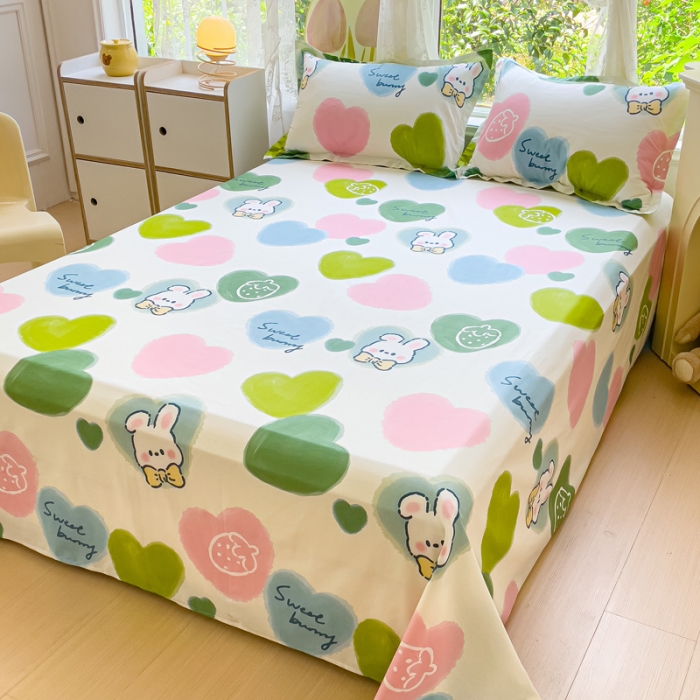 91家纺网 家纺一手货源 找家纺 金鑫汇 2023新款喷气全棉单床单 心心念念