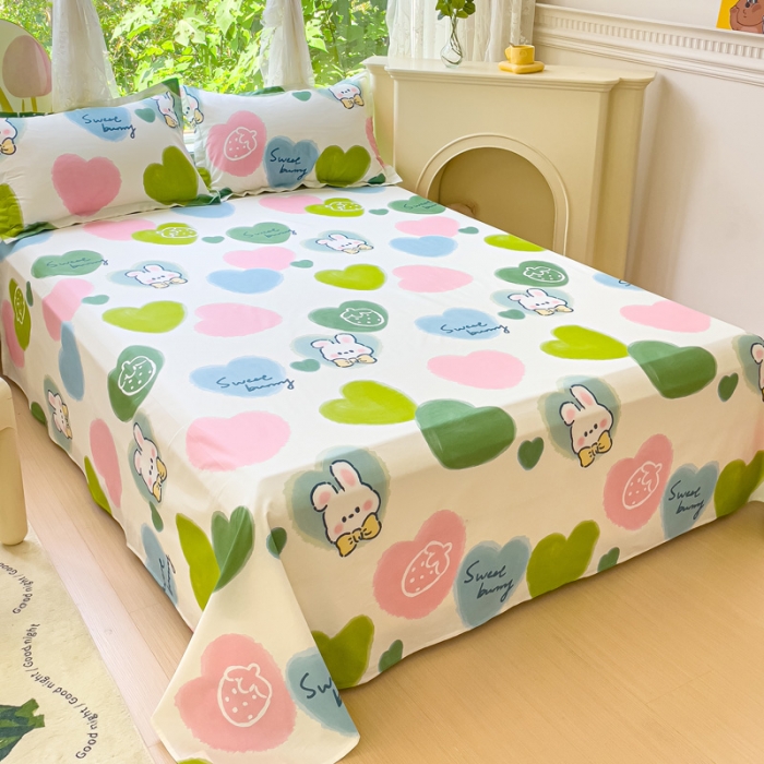 91家纺网 家纺一手货源 找家纺 金鑫汇 2023新款喷气全棉单床单 心心念念