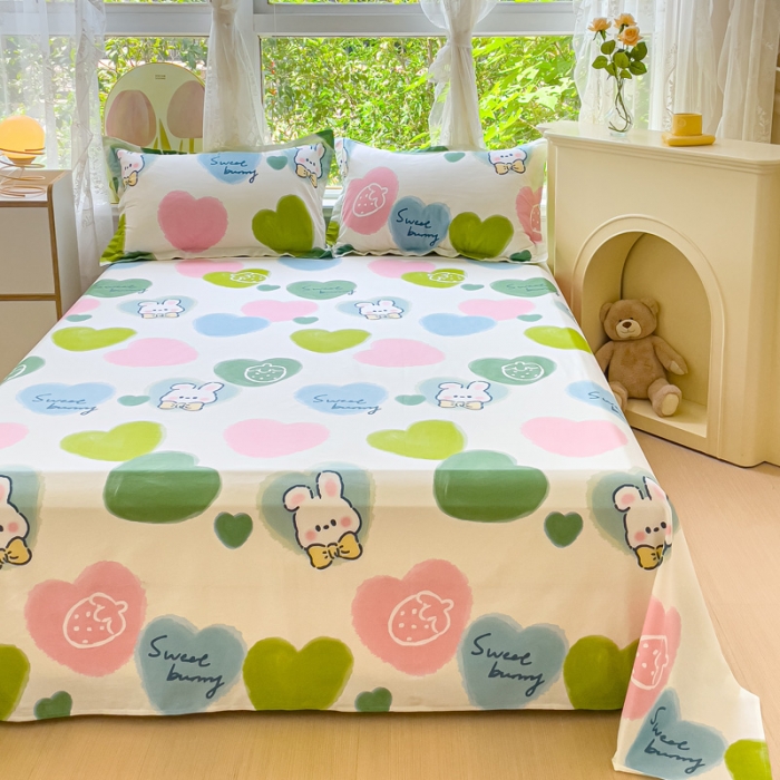 91家纺网 家纺一手货源 找家纺 金鑫汇 2023新款喷气全棉单床单 心心念念