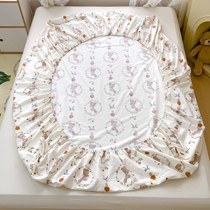 91家纺网 家纺一手货源 找家纺 金鑫汇 2023新款喷气全棉单床笠 比菲兔