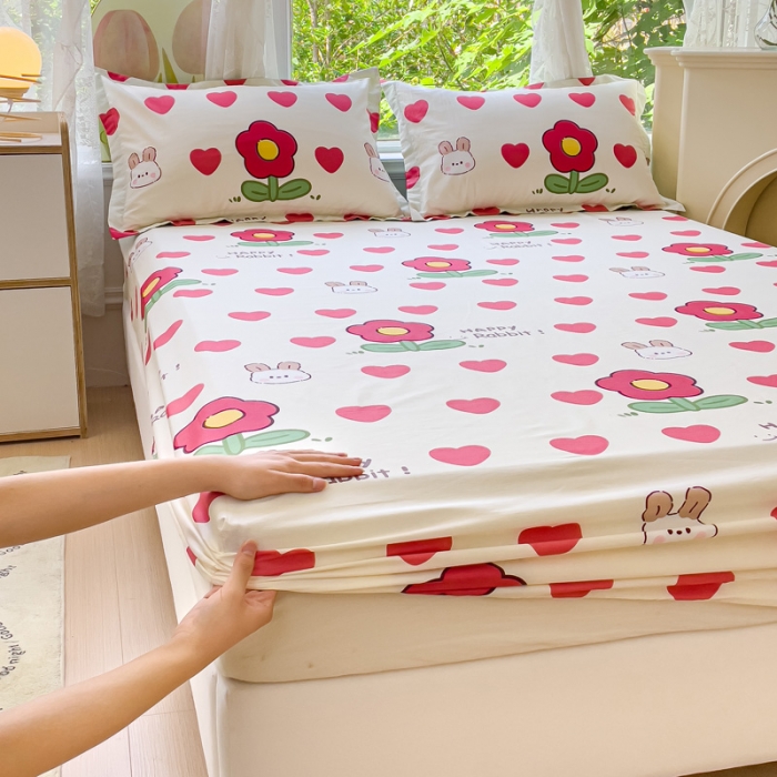 91家纺网 家纺一手货源 找家纺 金鑫汇 2023新款喷气全棉单床笠 初暖