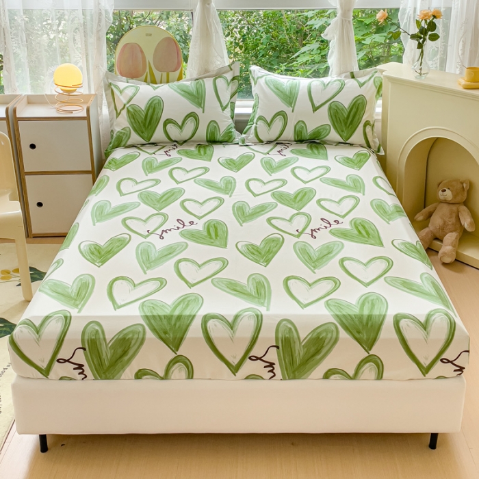 91家纺网 家纺一手货源 找家纺 金鑫汇 2023新款喷气全棉单床笠 抹茶奶绿