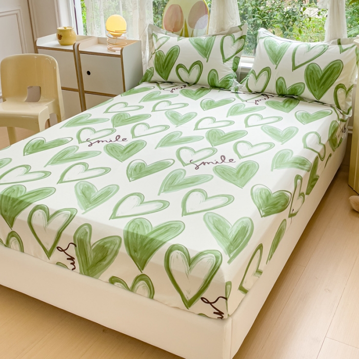 91家纺网 家纺一手货源 找家纺 金鑫汇 2023新款喷气全棉单床笠 抹茶奶绿