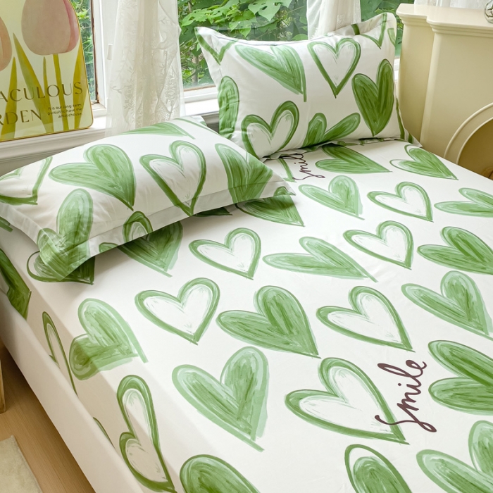 91家纺网 家纺一手货源 找家纺 金鑫汇 2023新款喷气全棉单床笠 抹茶奶绿