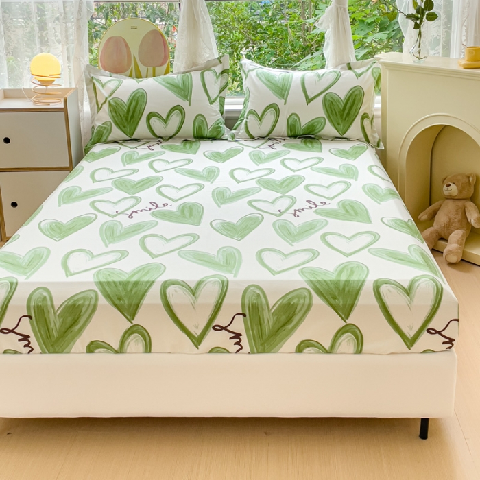 91家纺网 家纺一手货源 找家纺 金鑫汇 2023新款喷气全棉单床笠 抹茶奶绿