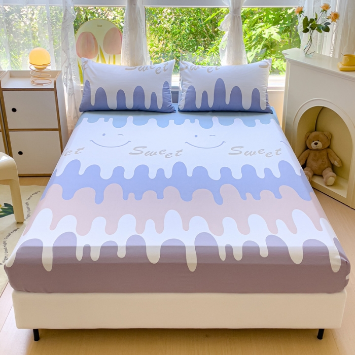 91家纺网 家纺一手货源 找家纺 金鑫汇 2023新款喷气全棉单床笠 奶油粉