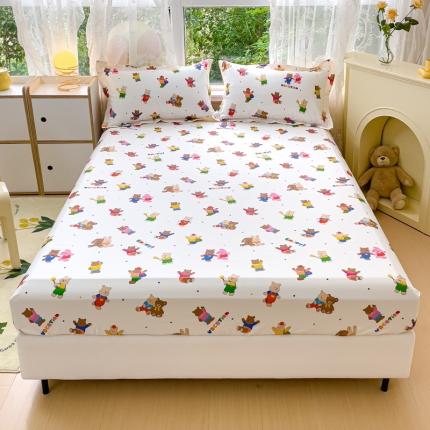 91家纺网 家纺一手货源 找家纺 金鑫汇 2023新款喷气全棉单床笠 无忧无虑