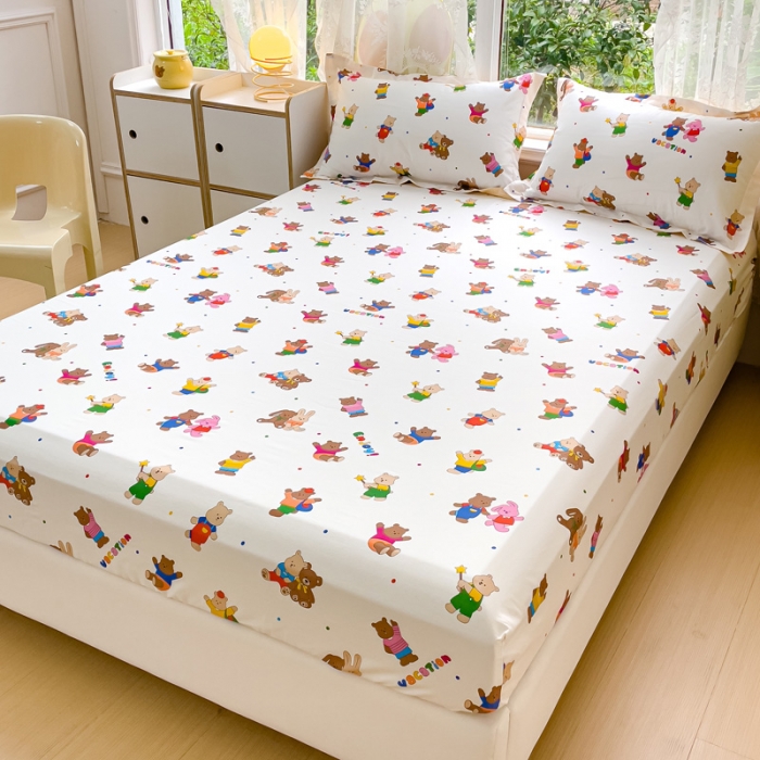 91家纺网 家纺一手货源 找家纺 金鑫汇 2023新款喷气全棉单床笠 无忧无虑