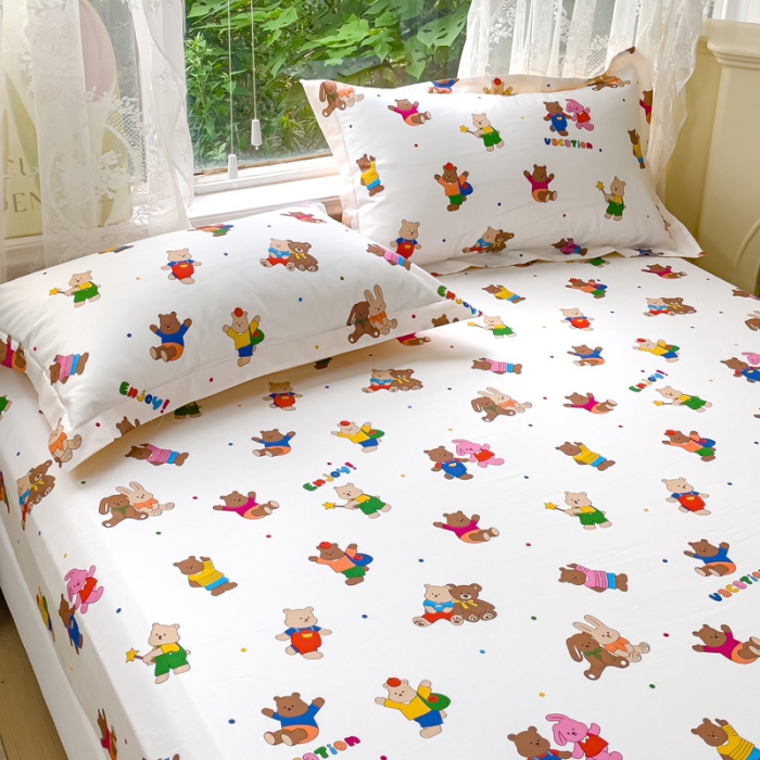 91家纺网 家纺一手货源 找家纺 金鑫汇 2023新款喷气全棉单床笠 无忧无虑