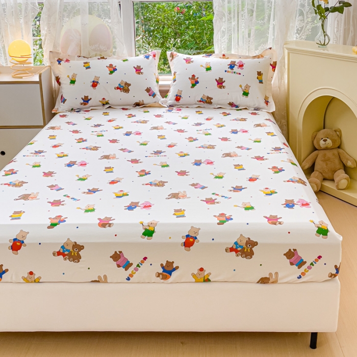 91家纺网 家纺一手货源 找家纺 金鑫汇 2023新款喷气全棉单床笠 无忧无虑