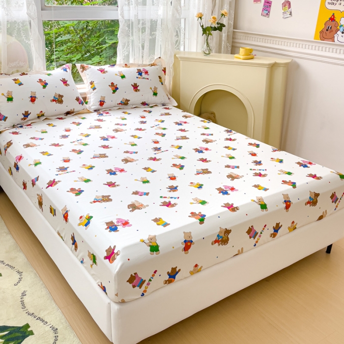 91家纺网 家纺一手货源 找家纺 金鑫汇 2023新款喷气全棉单床笠 无忧无虑