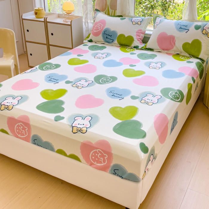 91家纺网 家纺一手货源 找家纺 金鑫汇 2023新款喷气全棉单床笠 心心念念