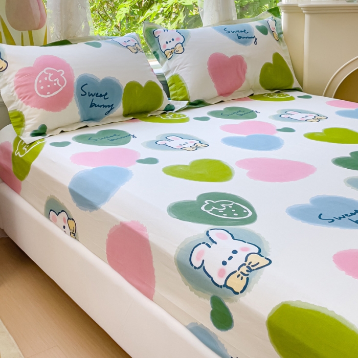 91家纺网 家纺一手货源 找家纺 金鑫汇 2023新款喷气全棉单床笠 心心念念