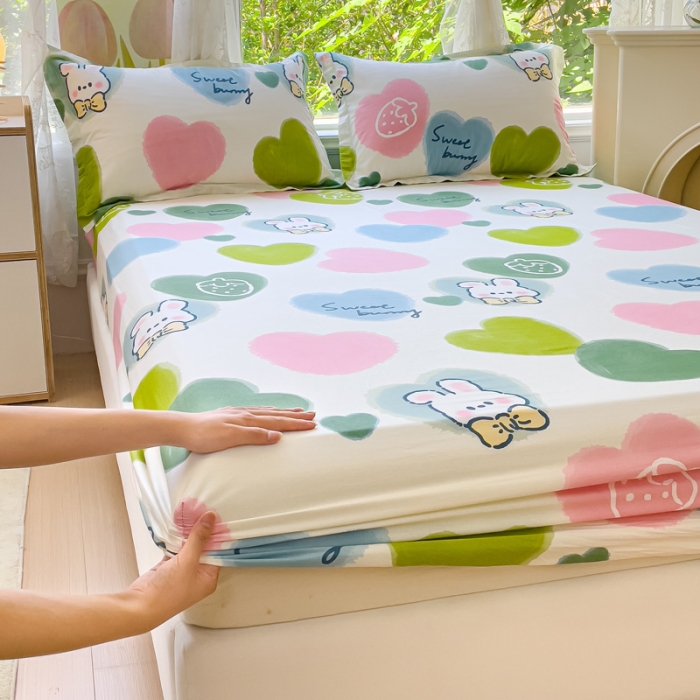 91家纺网 家纺一手货源 找家纺 金鑫汇 2023新款喷气全棉单床笠 心心念念