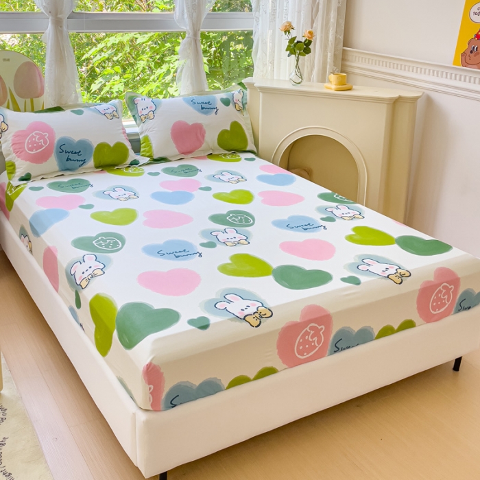 91家纺网 家纺一手货源 找家纺 金鑫汇 2023新款喷气全棉单床笠 心心念念