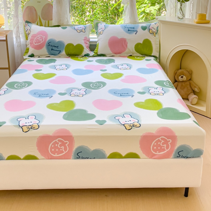 91家纺网 家纺一手货源 找家纺 金鑫汇 2023新款喷气全棉单床笠 心心念念