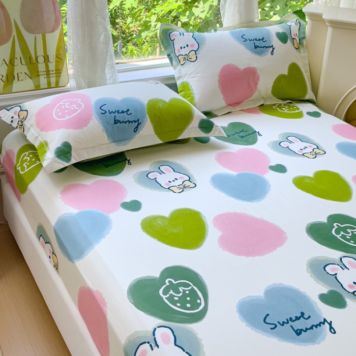 91家纺网 家纺一手货源 找家纺 金鑫汇 2023新款喷气全棉单床笠 心心念念