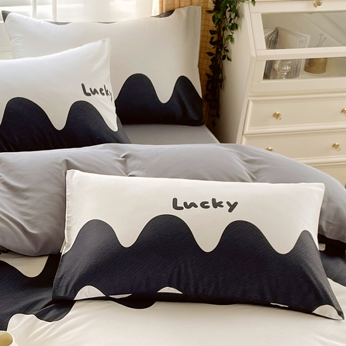 91家纺网 家纺一手货源 找家纺 金鑫汇 2023新款喷气全棉枕套一对 波浪世界