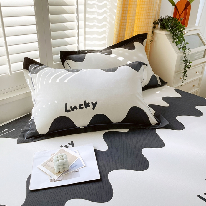 91家纺网 家纺一手货源 找家纺 金鑫汇 2023新款喷气全棉枕套一对 波浪世界