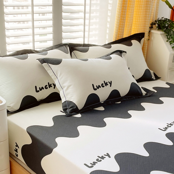 91家纺网 家纺一手货源 找家纺 金鑫汇 2023新款喷气全棉枕套一对 波浪世界