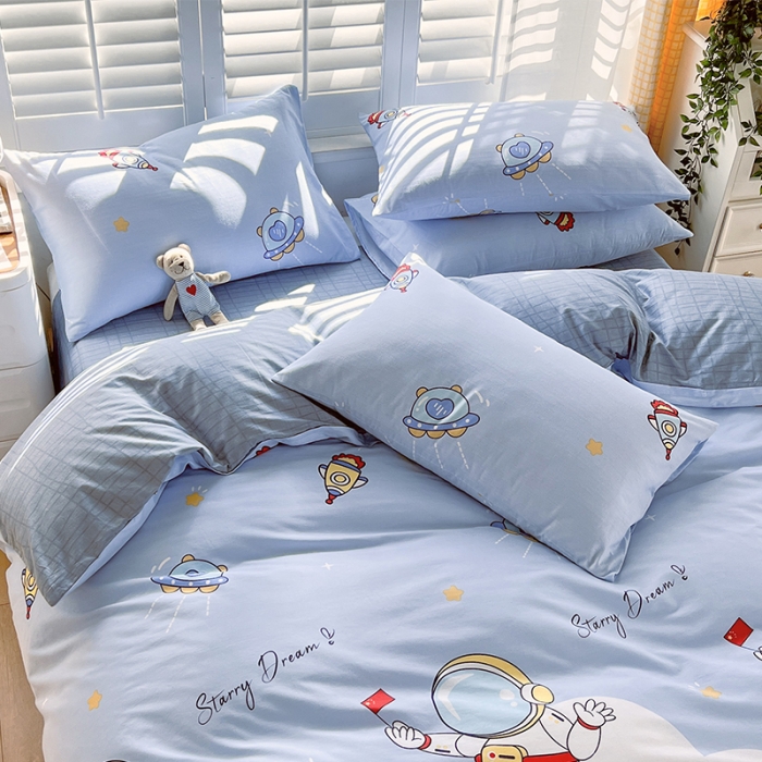 91家纺网 家纺一手货源 找家纺 金鑫汇 2023新款喷气全棉枕套一对 翱翔太空