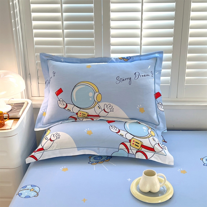 91家纺网 家纺一手货源 找家纺 金鑫汇 2023新款喷气全棉枕套一对 翱翔太空