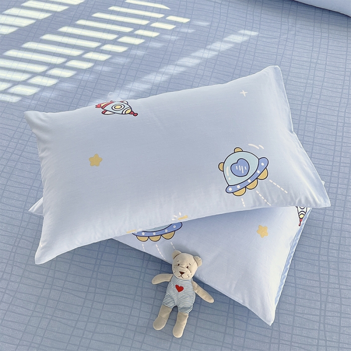 91家纺网 家纺一手货源 找家纺 金鑫汇 2023新款喷气全棉枕套一对 翱翔太空