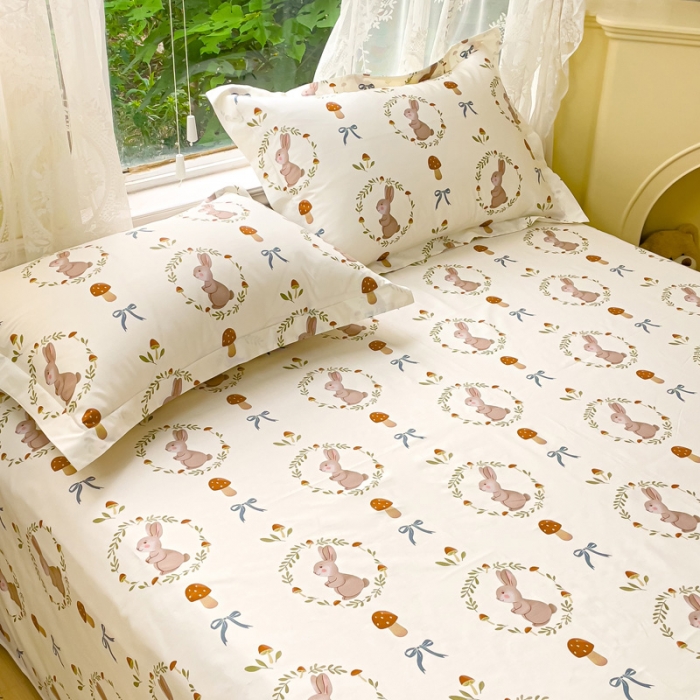 91家纺网 家纺一手货源 找家纺 金鑫汇 2023新款喷气全棉枕套一对 比菲兔