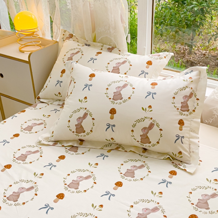 91家纺网 家纺一手货源 找家纺 金鑫汇 2023新款喷气全棉枕套一对 比菲兔