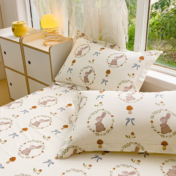 91家纺网 家纺一手货源 找家纺 金鑫汇 2023新款喷气全棉枕套一对 比菲兔