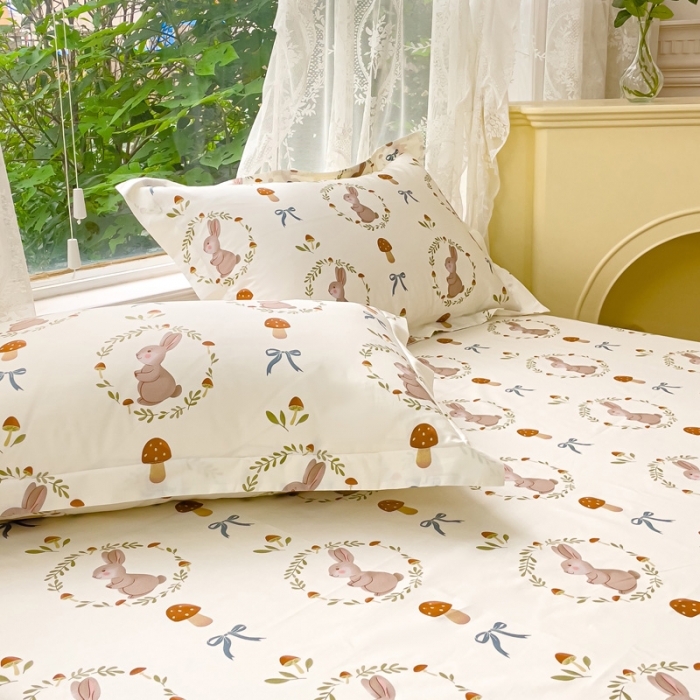 91家纺网 家纺一手货源 找家纺 金鑫汇 2023新款喷气全棉枕套一对 比菲兔