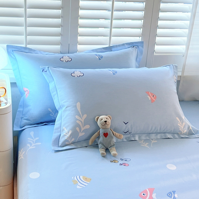 91家纺网 家纺一手货源 找家纺 金鑫汇 2023新款喷气全棉枕套一对 海洋世界