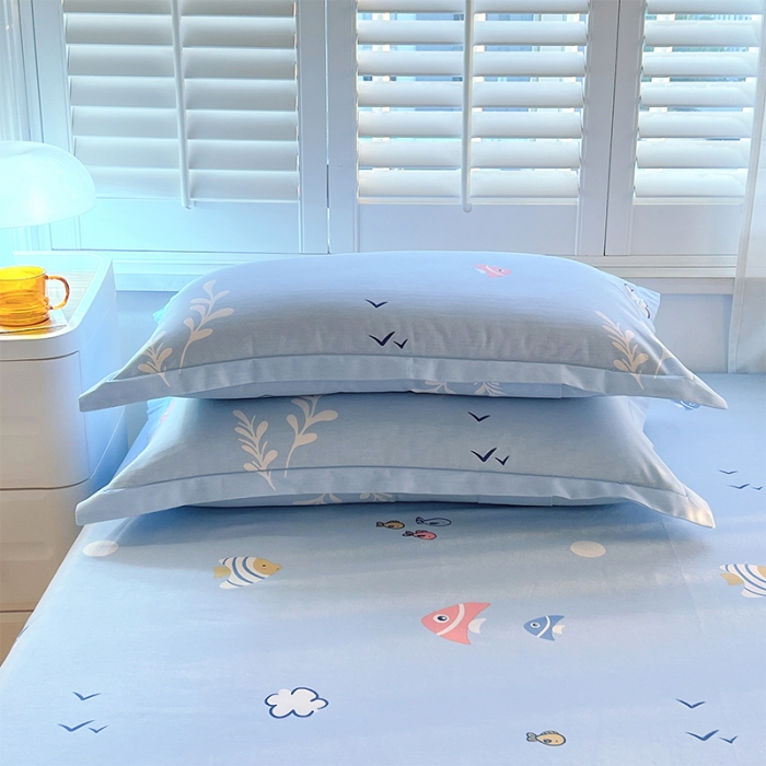 91家纺网 家纺一手货源 找家纺 金鑫汇 2023新款喷气全棉枕套一对 海洋世界